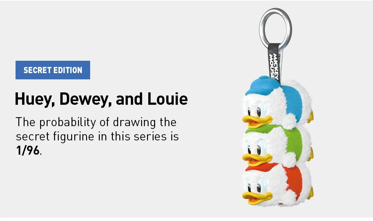 Pop Mart Disney Mickey Family Together Plush Keychain Blind Box secret edition Huey, Dewey, and Louie