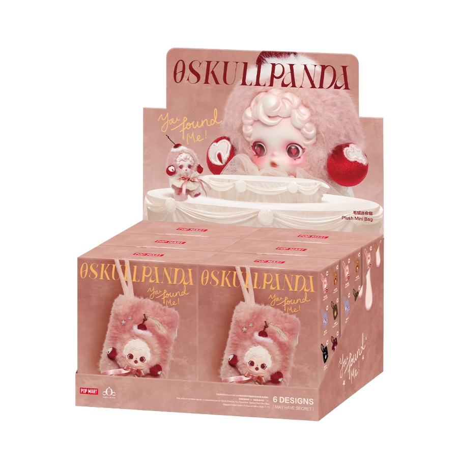 Pop Mart SKULLPANDA You Found Me! Plush Mini Bag sealed case of 6 front view