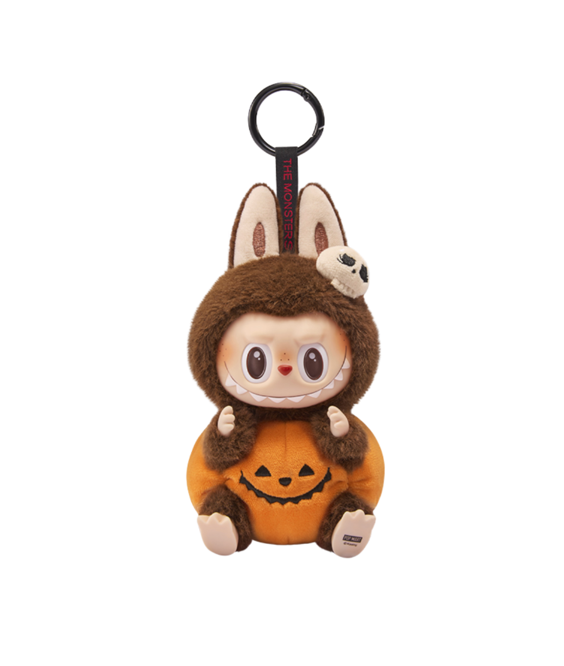 Pop Mart Labubu Happy Halloween Party Series Sitting Pumpkin Vinyl Plush Pendant fron view